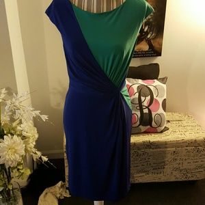 Sexy multi-color knot waist dress