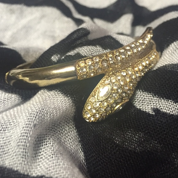 Snake bracelet gold crystal accent