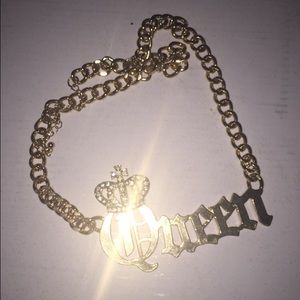 Thick Gold Chain "Queen" Necklace
