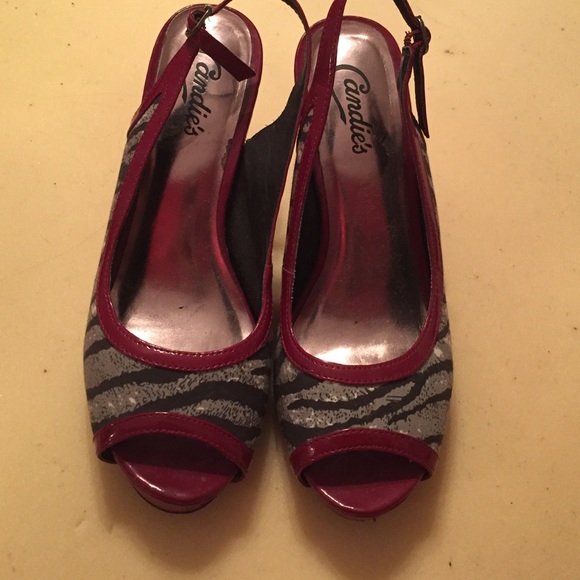 Candies size 7 zebra print red heels!
