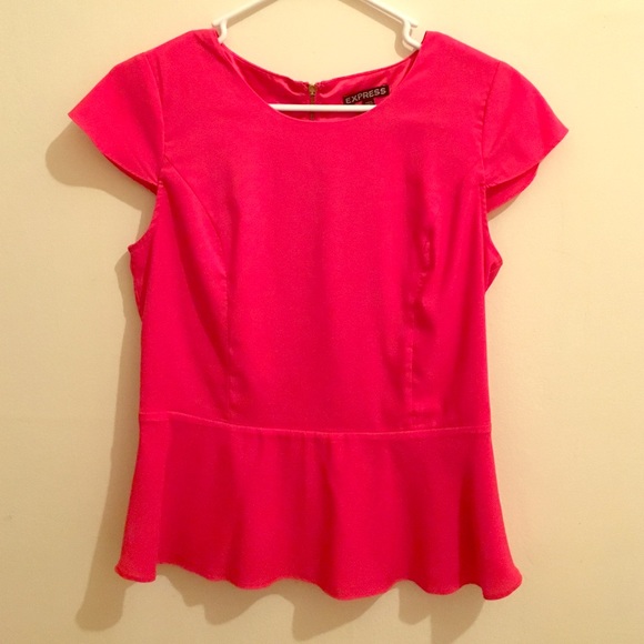 Express bright pink peplum dress top