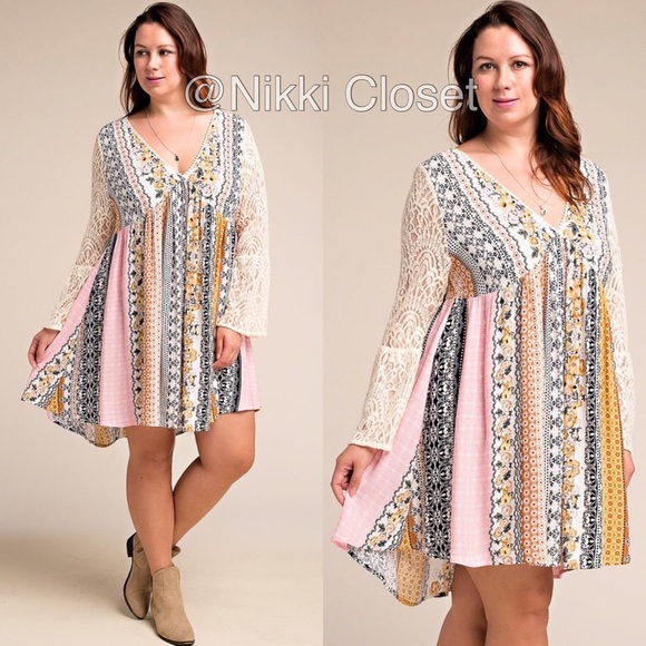plus size boho oversized flowy lace sold dress - Picture 2 of 5