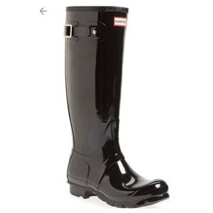 Black Shiny hunter rain boots