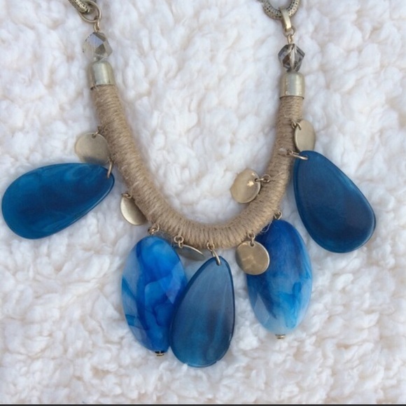 Loft Blue Necklace - Rope with Gold Accents