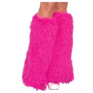 Pink fuzzy leg warmers