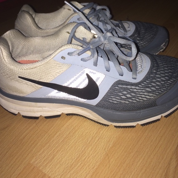 Nike shoes, grey, white, blue