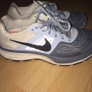 Nike shoes, grey, white, blue