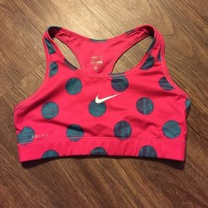 Nike pro pink patterned polka dot sports bra
