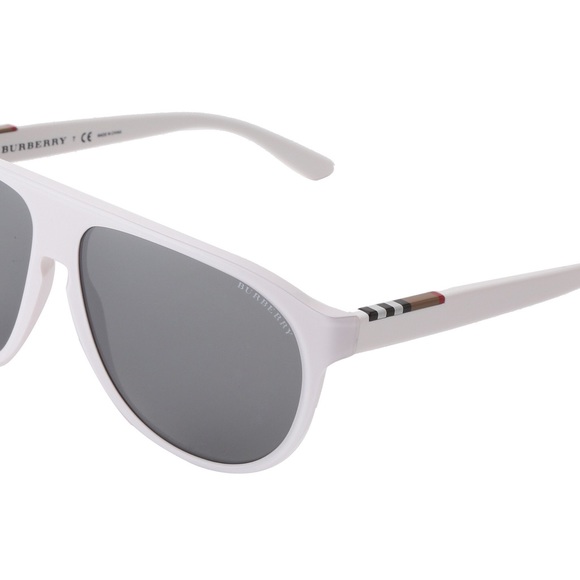 BURBERRY :: Unisex Aviator White Sunglasses