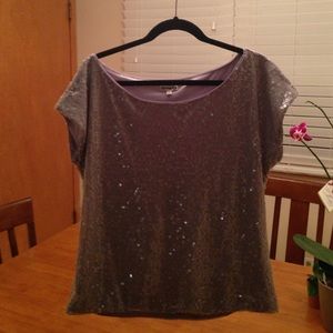 All grey sequin short sleeve top