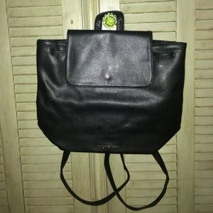 Victoria  Secret black leather tote backpack!