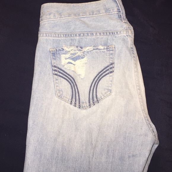 Super skinny, destroyed hollister jeans.