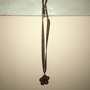 Flower necklace with red and green bead detail!