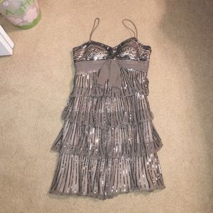 Green/Brown ruffle cocktail dress