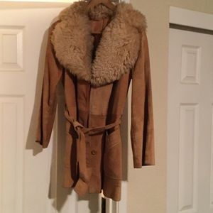 Vintage Suede Jacket with Faux Fur
