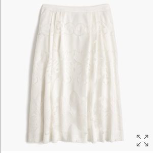 NWT JCrew white lace midi skirt