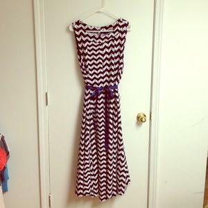 Blue and white chevron knit sleeveless dress