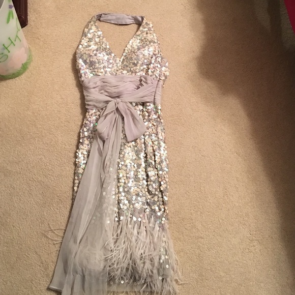 Feather and Sequin Cocktail Dress