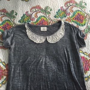 UO Gray shirt with lace collar detailing