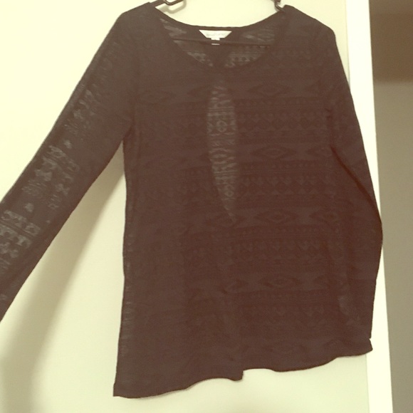 SALE!!!! Black tribal print see through top!
