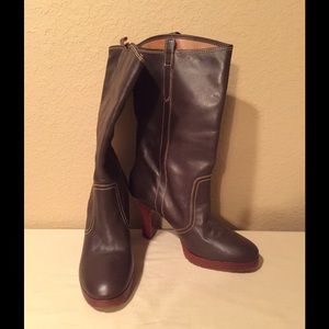 Brown leather boots