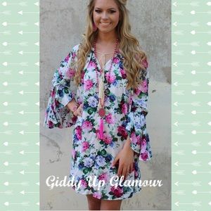 Bell Sleeve Floral Dress