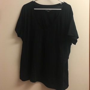 Plus Size Basic Black V-Neck Tee - Size 3X