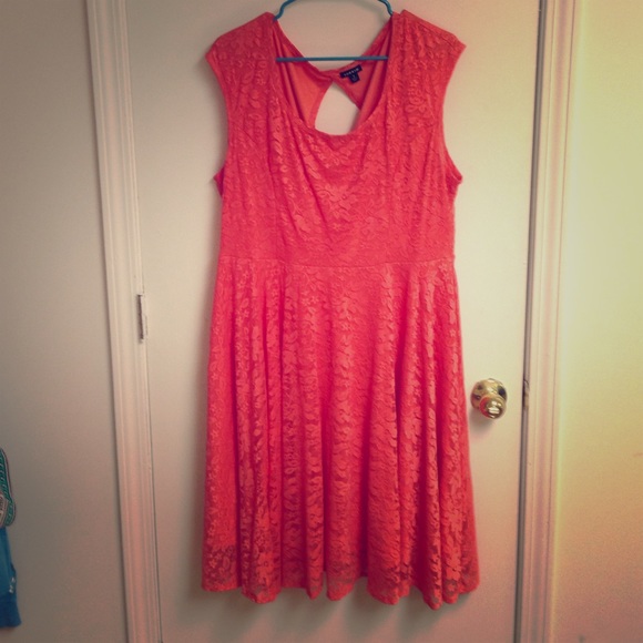 Torrid lace orange skater dress w/ keyhole back