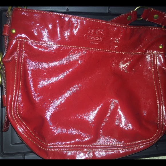 Authentic Red Patent Leather Coach Bag