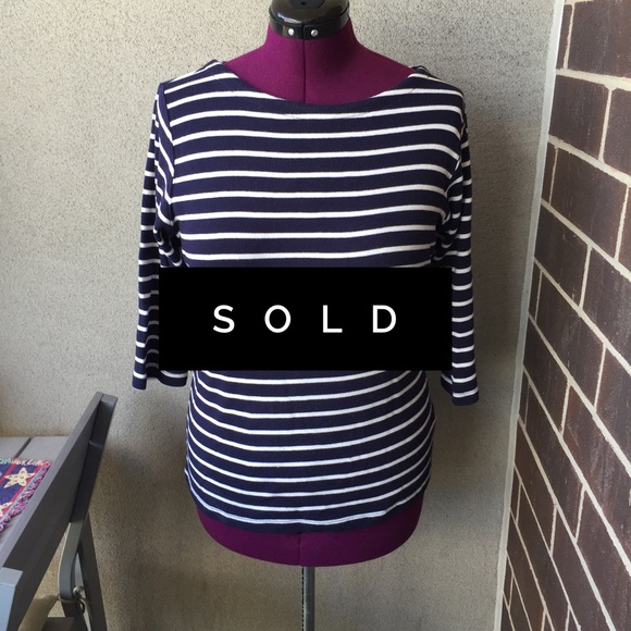 LL Bean French sailor shirt navy white stripe