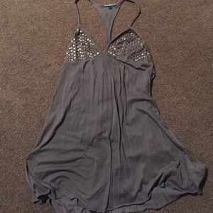 Forest green studded racer back dress