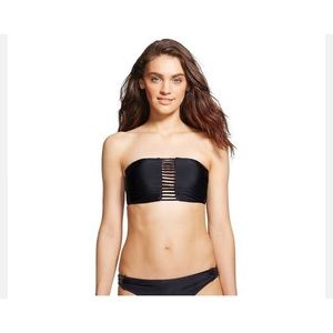 Strappy black strapless bathing suit top