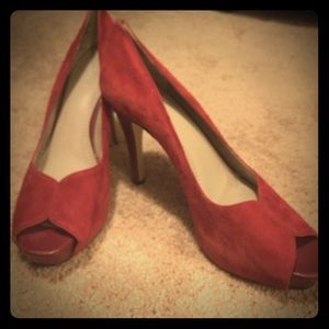 Nine West red wine colored suede pump, size 10