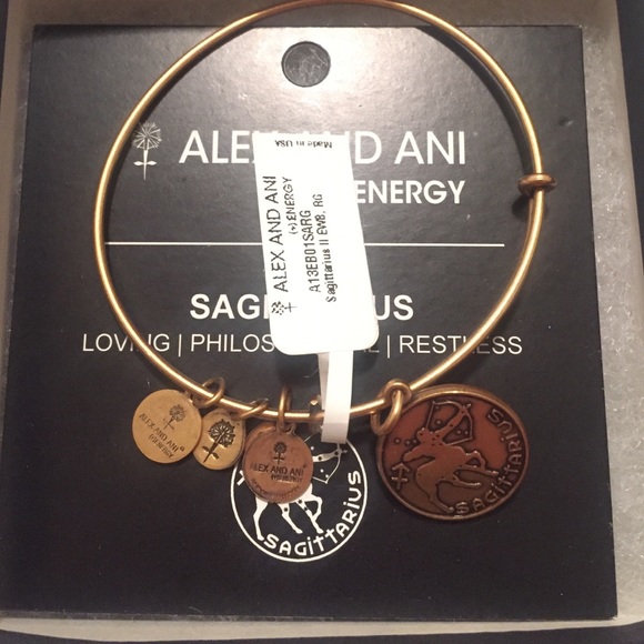Alex and Ani Sagittarius Charm Bangle gold finish