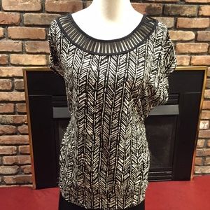 NWOT Lane Bryant Black & White Fancy Neckline Top
