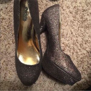 Multi color glitter high heel pumps