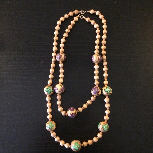 Wood Bead Painted Necklaces