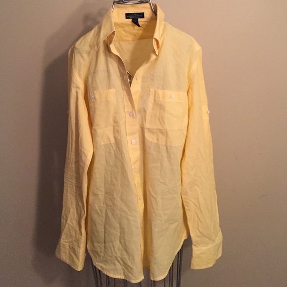 Lauren Ralph Lauren Small Yellow button up - Picture 2 of 4