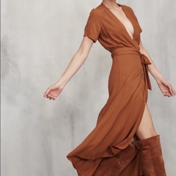 REFORMATION HADLEY DRESS COGNAC
