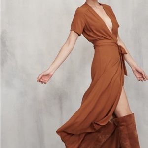 REFORMATION HADLEY DRESS COGNAC