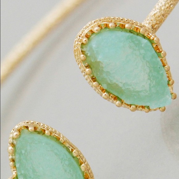 Mint faux Druzy cuff bracelet - Picture 2 of 2
