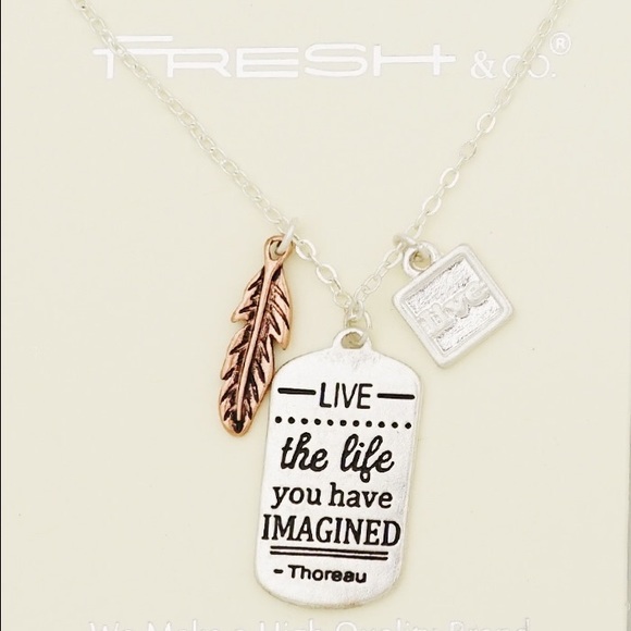 Live the life you have imagined feather necklace - Picture 2 of 2