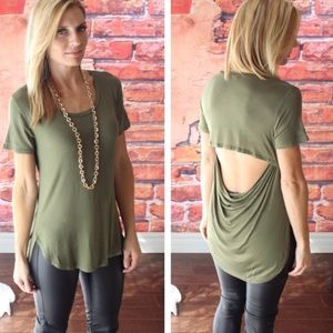 NWOT Olive Open Back Tee