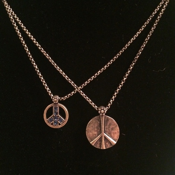 Lucky Brand double charmed peace necklace