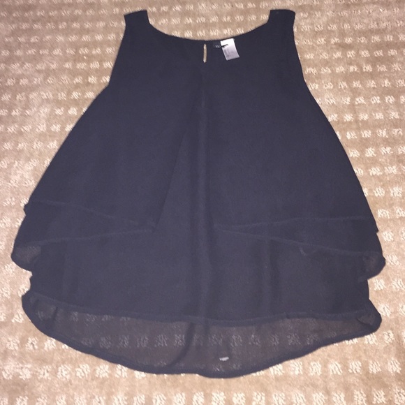 Black layered chiffon blouse