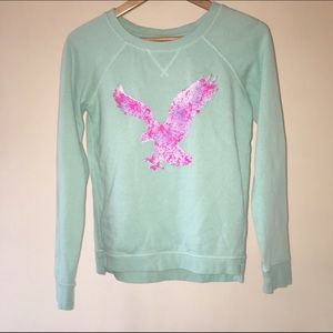 American Eagle Sweater - Mint Green & Pink