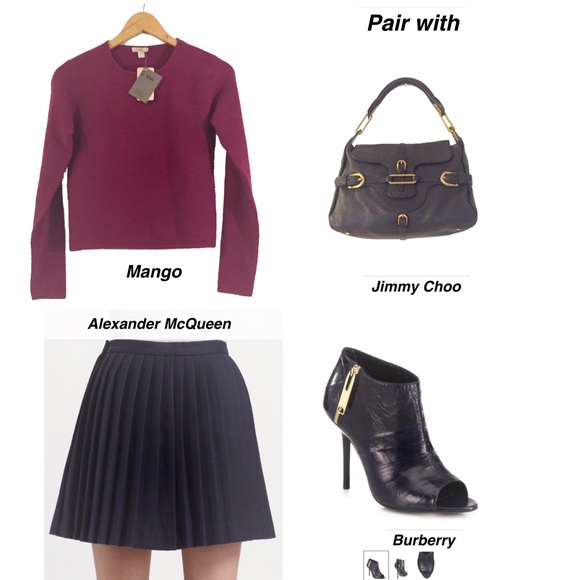 Mango Stretch Fuchsia Shrunken Sweater - Picture 2 of 5