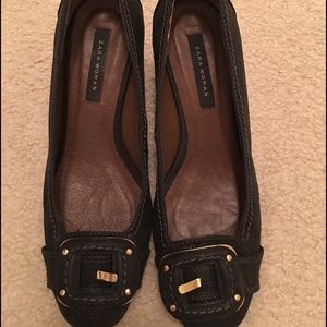 Zara gold buckle heels