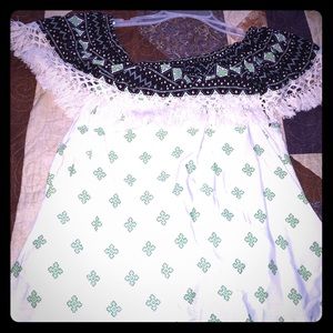 Green/Fringe boho shirt