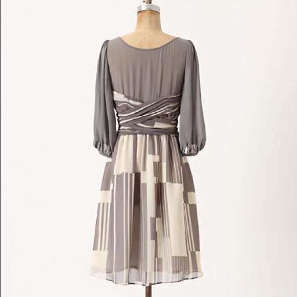 Moulinette Soeurs Sz 4P Gray Cream silk dress - Picture 2 of 4